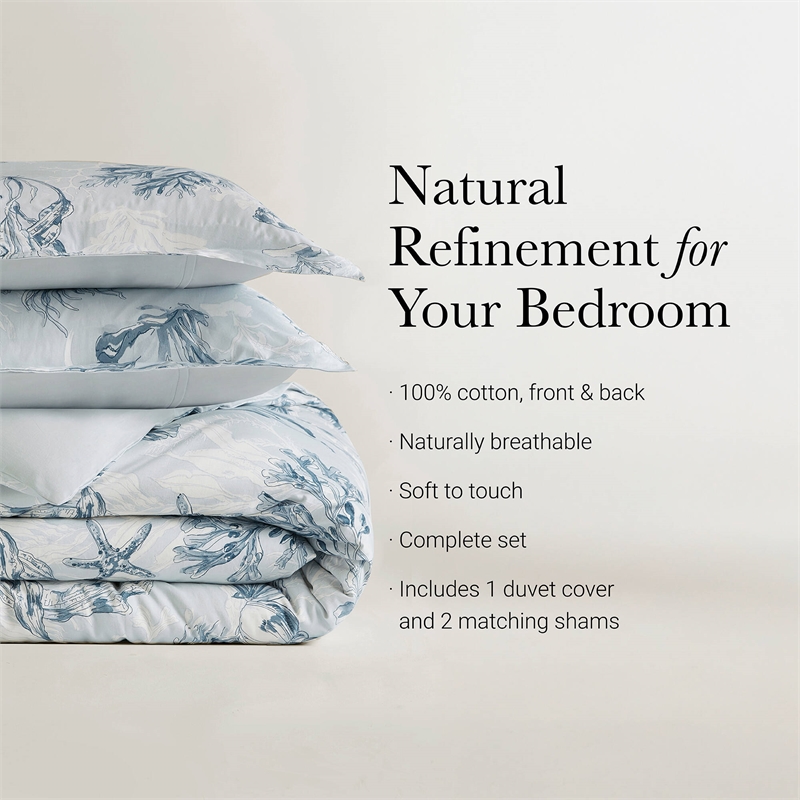 Olliix Harbor House Botanical Full/Queen Duvet Cover Set Cotton in Navy/Blue