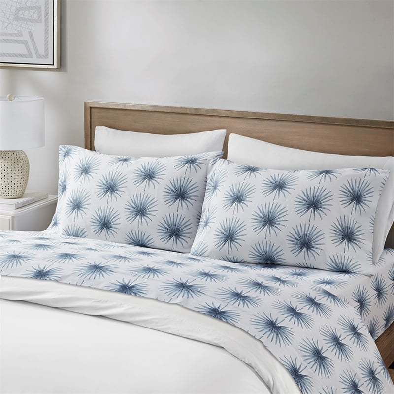 Olliix Madison Park Essentials 200 Thread Count Printed Queen Sheet Set in Blue