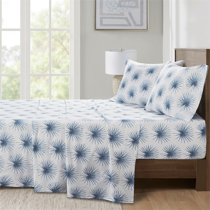 Olliix Madison Park Essentials 200 Thread Count Printed Queen Sheet Set in Blue
