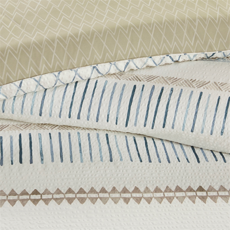 Olliix Madison Park Fraser Full/Queen Comforter Set Polyester in Taupe/Blue