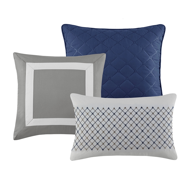 Olliix Madison Park Jenson Queen Comforter Set Polyester in Blue