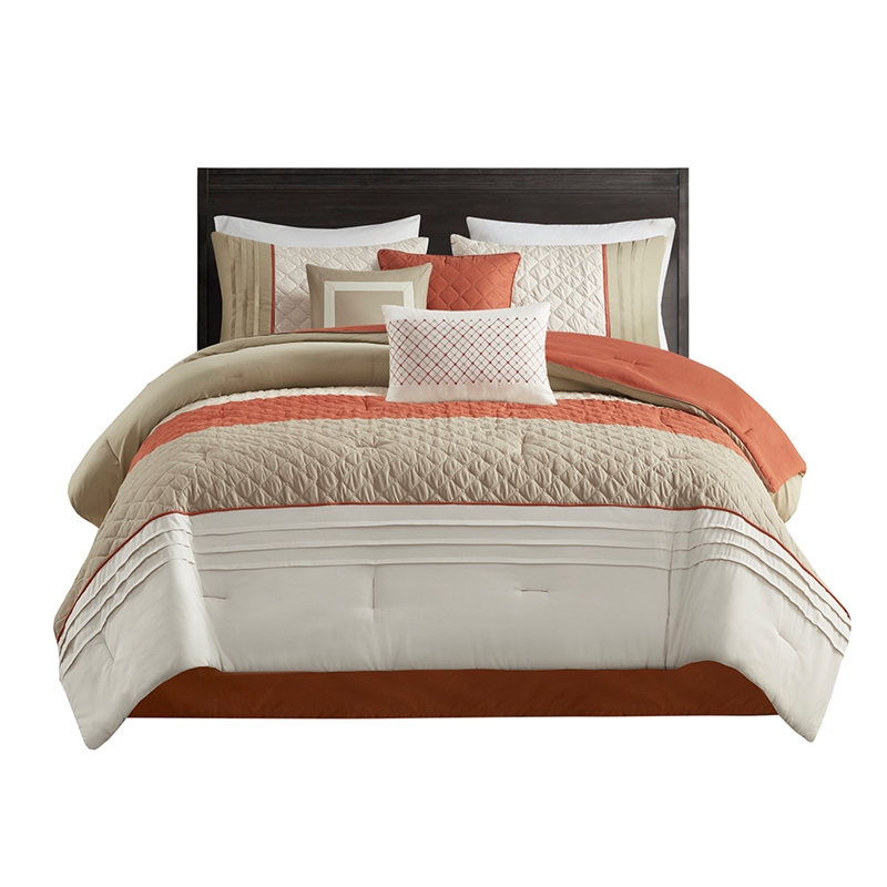 Olliix Madison Park Jenson Cal King Comforter Set Polyester in Spice