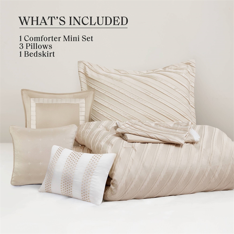 Olliix Madison Park Riva Cal King Comforter Set Polyester in Beige