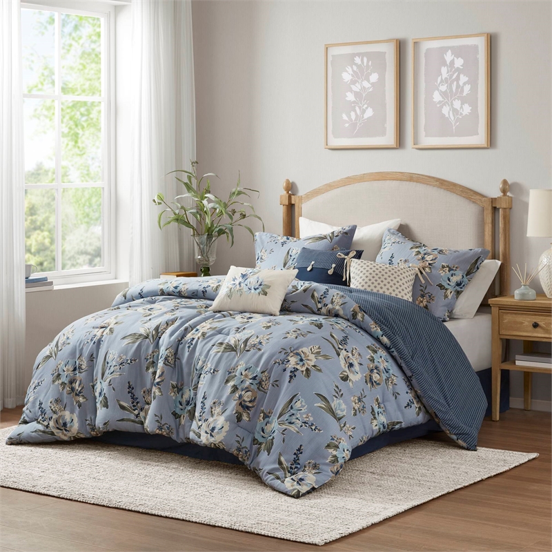 Olliix Madison Park Salara Cal King Comforter Set Cotton in Blue