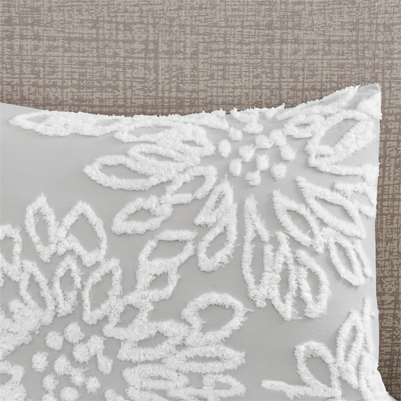 Olliix Madison Park Veronica King/Cal King Comforter Mini Set in Warm Grey/White