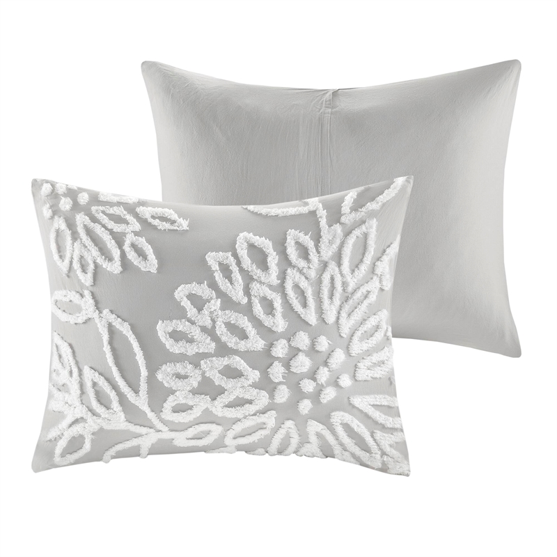 Olliix Madison Park Veronica King/Cal King Comforter Mini Set in Warm Grey/White