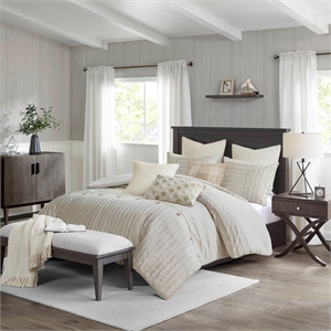 Olliix Madison Park Signature Essence Queen Comforter Set Cotton in Ivory