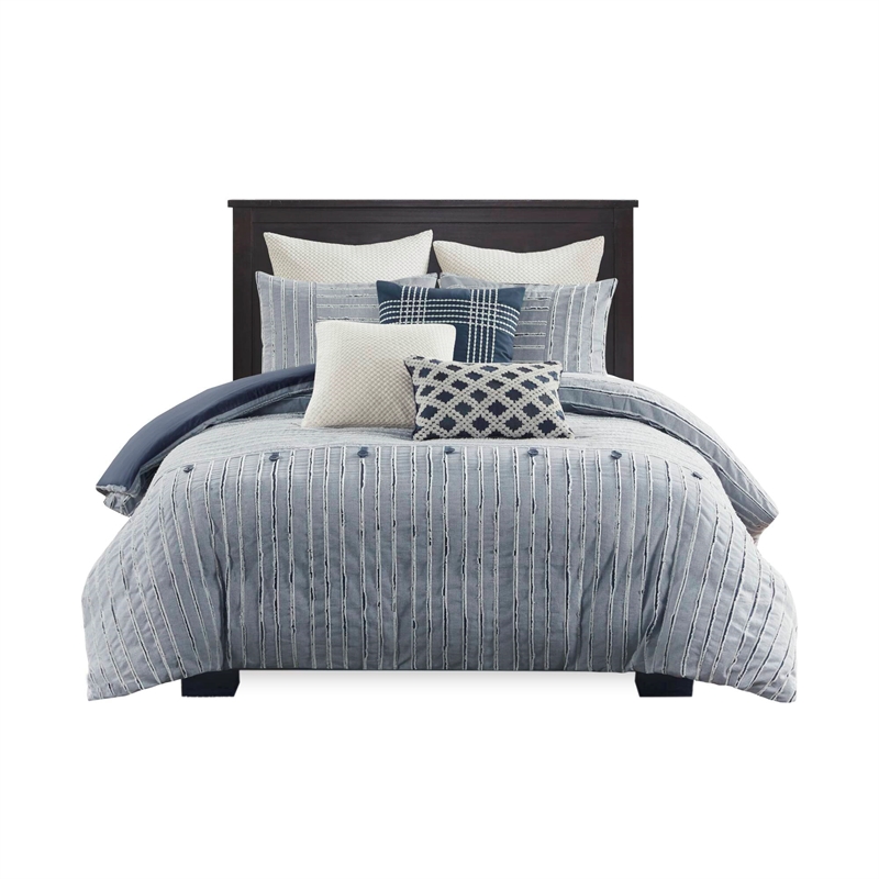 Olliix Madison Park Signature Essence Queen Comforter Set Cotton in Blue