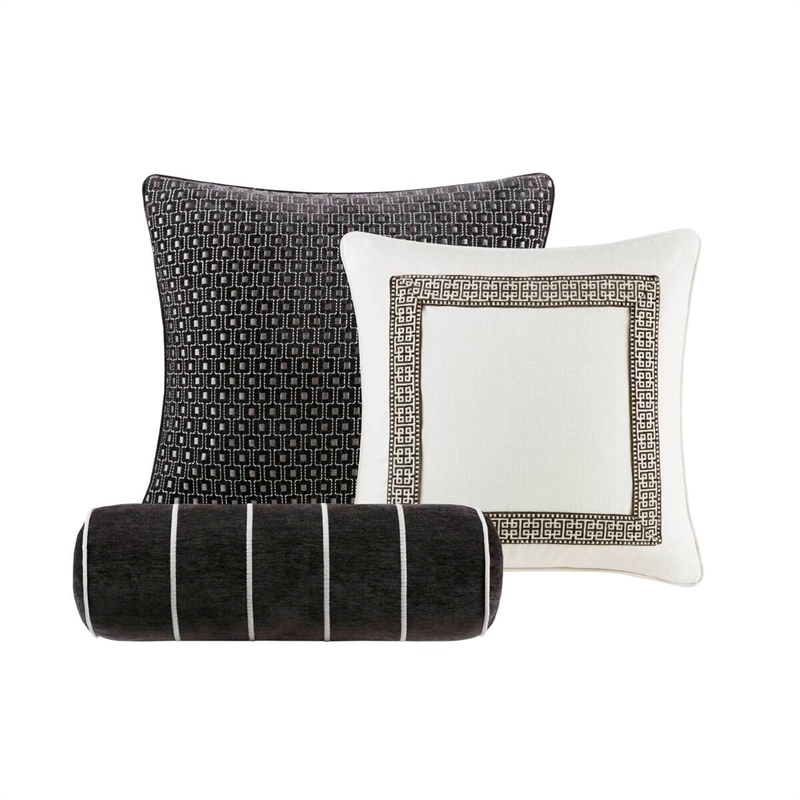 Olliix Madison Park Signature Jarvis Queen Comforter Set in Black/White