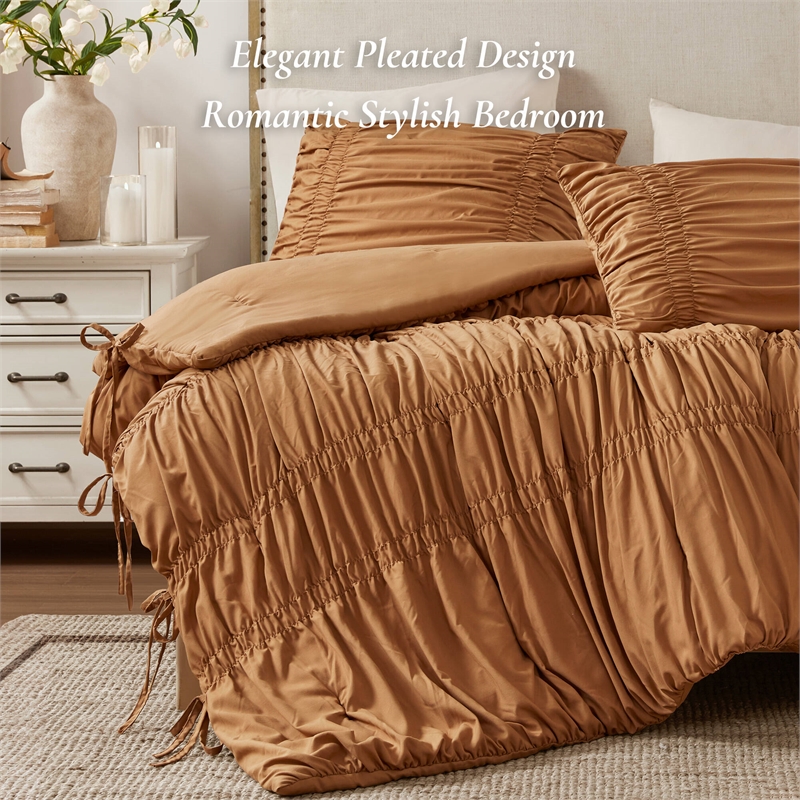 Olliix 510 Design Mia Twin/Twin XL Comforter Set Microfiber in Brown