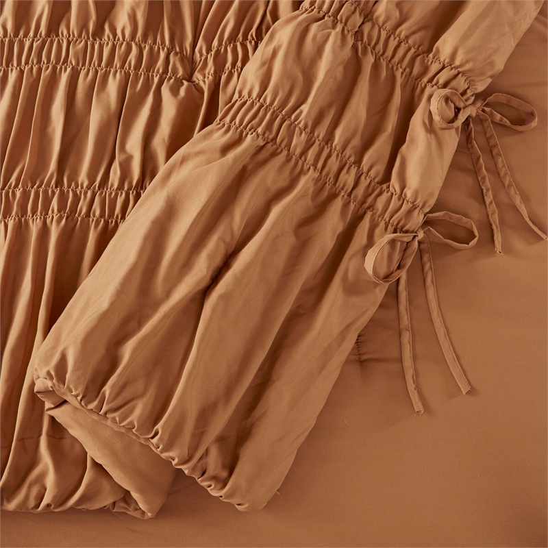 Olliix 510 Design Mia Queen Comforter Set Microfiber in Brown
