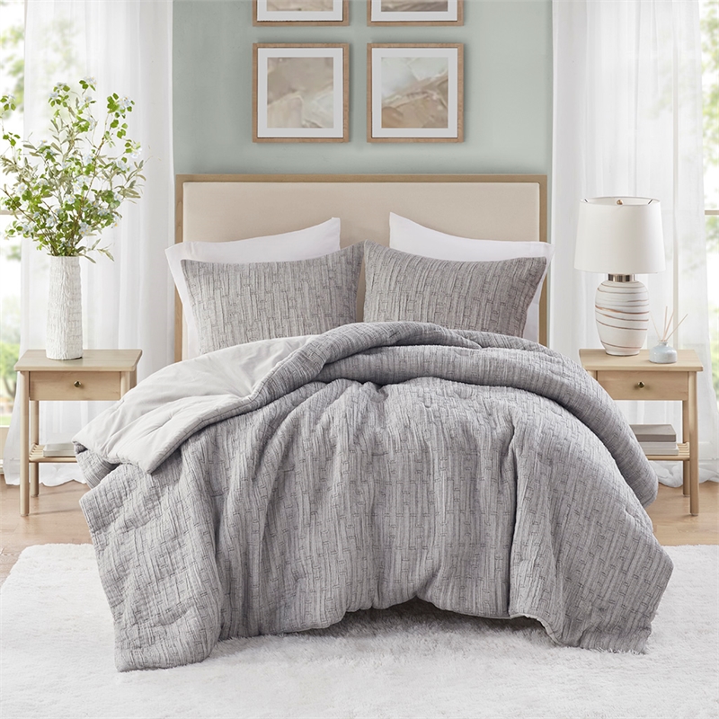 Olliix Chapel Hill Arlo King/Cal King Comforter Mini Set Cotton in Charcoal