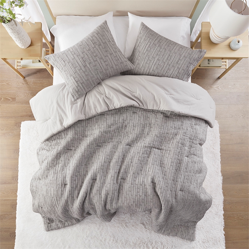 Olliix Chapel Hill Arlo King/Cal King Comforter Mini Set Cotton in Charcoal