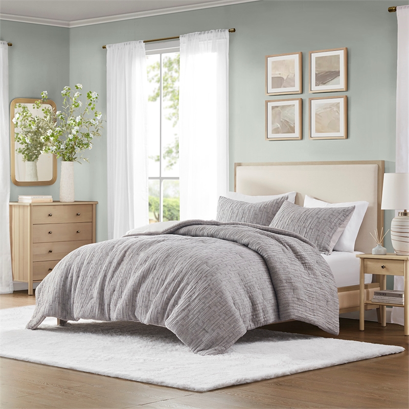 Olliix Chapel Hill Arlo King/Cal King Comforter Mini Set Cotton in Charcoal