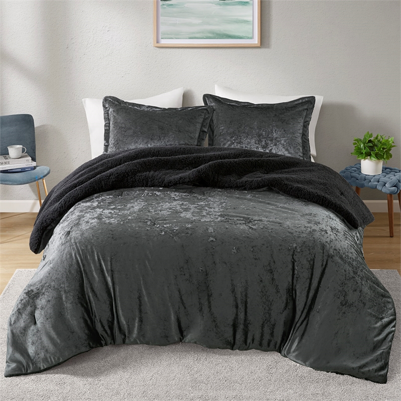 Olliix Intelligent Design Mira Full/Queen Comforter Mini Set in Charcoal