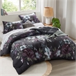 Olliix Madison Park Jolene King/Cal King Comforter Set Cotton in Dark Grey/Plum