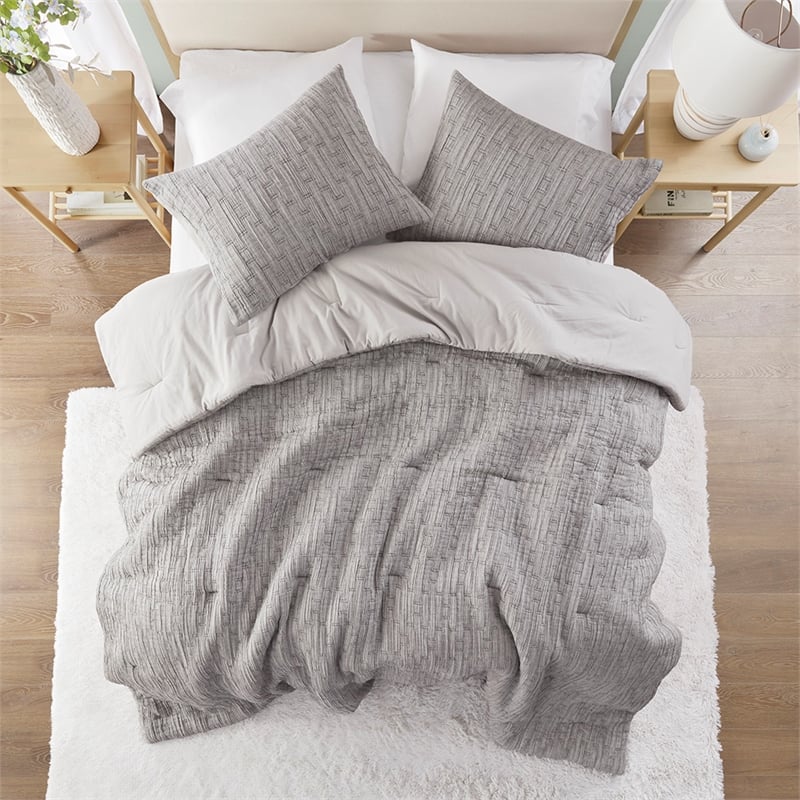 Olliix Chapel Hill Arlo Full/Queen Comforter Mini Set Cotton in Charcoal