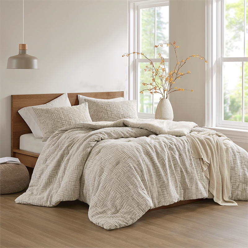 Olliix Chapel Hill Harper King/Cal King Comforter Mini Set Cotton in Natural