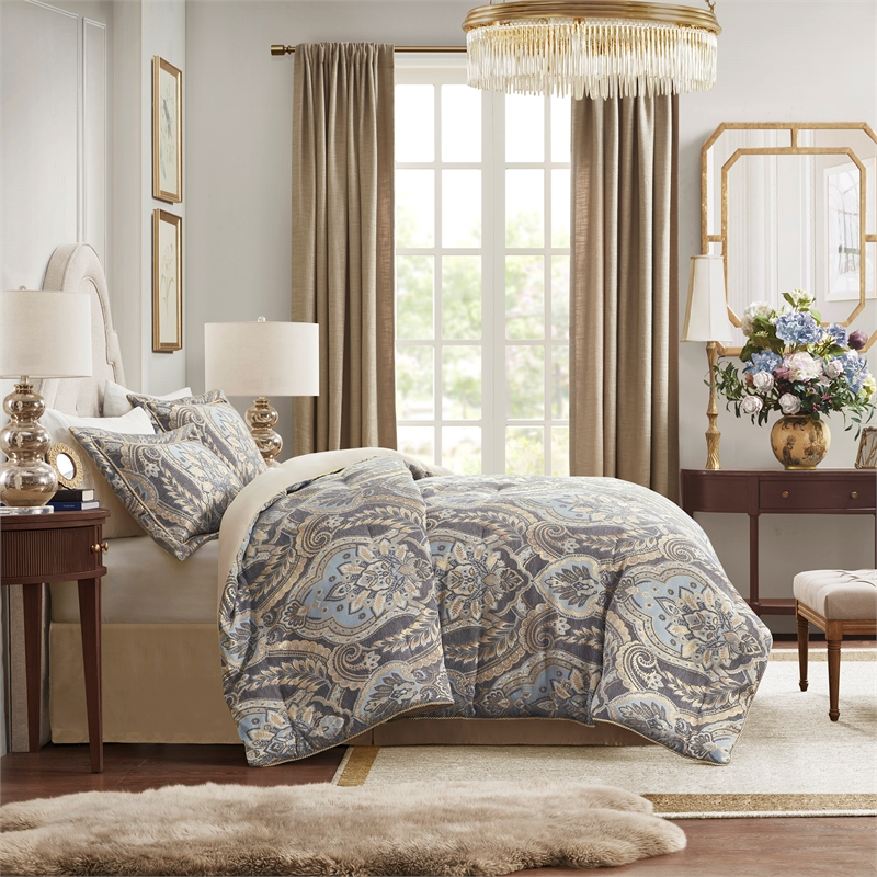 Olliix Croscill Classics Julius Cal King Comforter Set Polyester in Blue/Grey
