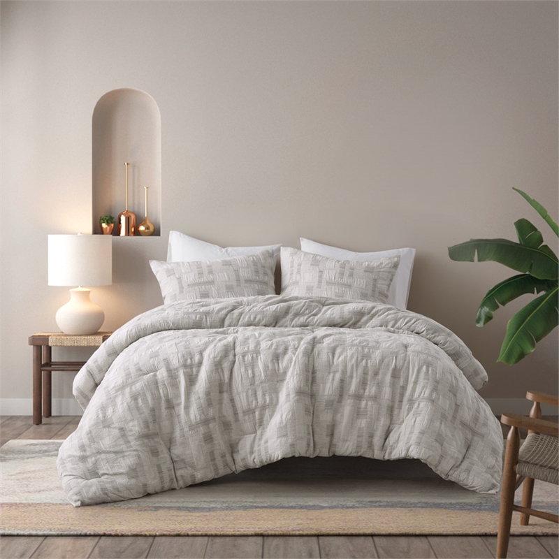 Olliix INK+IVY Cairo Full/Queen Comforter Mini Set Cotton in Ivory