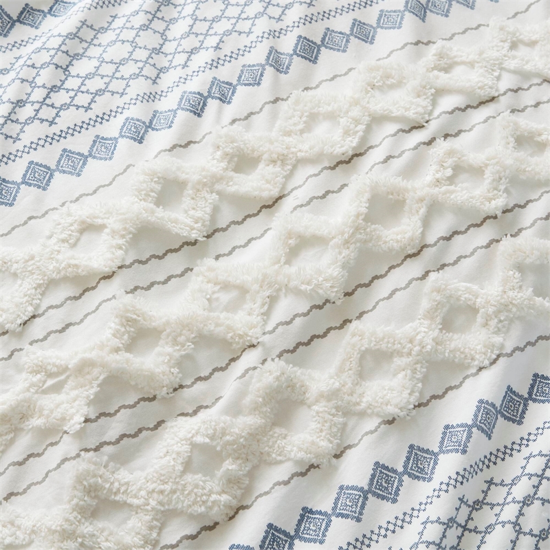 Olliix INK+IVY Imani King/Cal King Comforter Mini Set Cotton in White/Navy