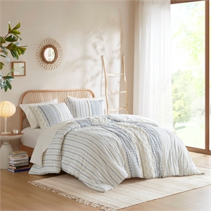 Olliix INK+IVY Imani King/Cal King Comforter Mini Set Cotton in White/Navy