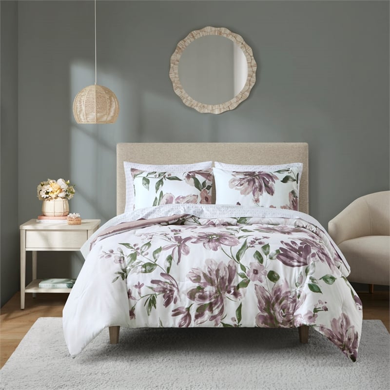 Olliix Madison Park Essentials Alice Queen Comforter Set Polyester in Mauve
