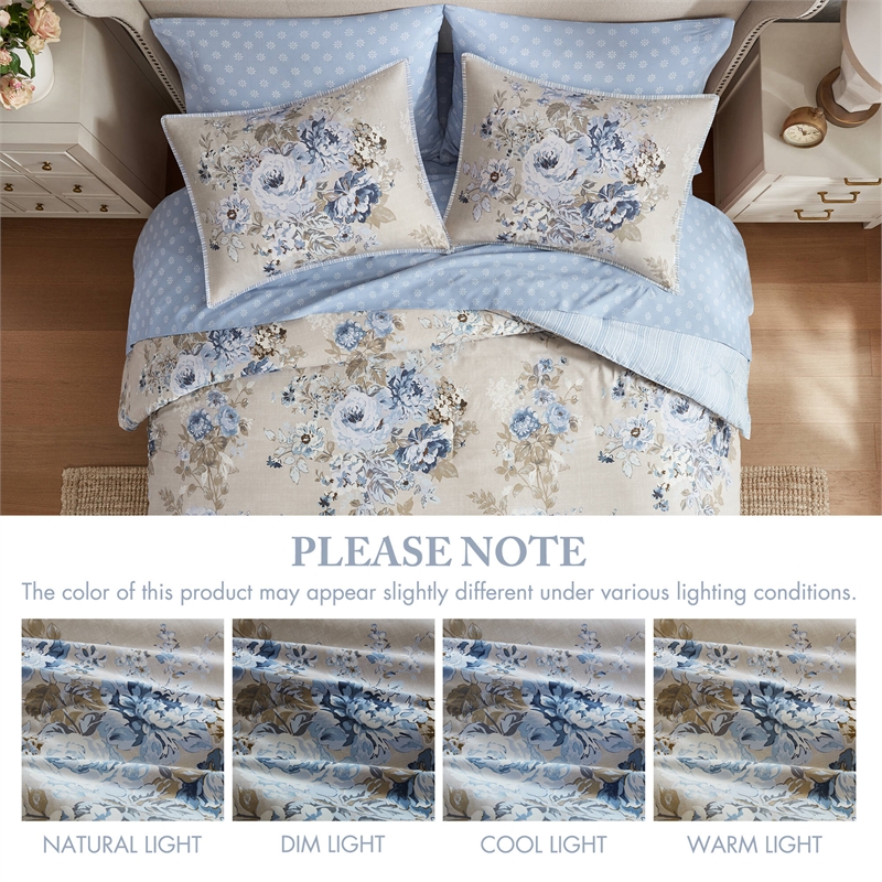 Olliix Madison Park Essentials Heather Cal King Comforter Set in Beige/Blue