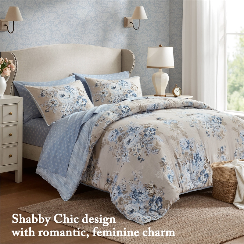 Olliix Madison Park Essentials Heather Cal King Comforter Set in Beige/Blue
