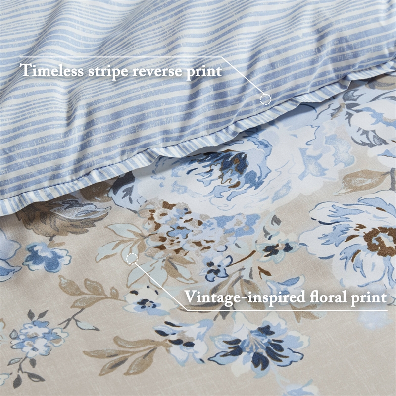 Olliix Madison Park Essentials Heather Cal King Comforter Set in Beige/Blue