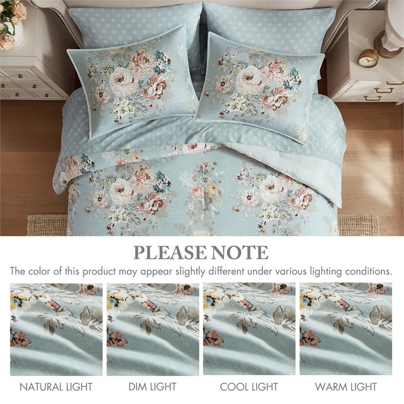 Olliix Madison Park Essentials Heather Cal King Comforter Set in Soft Blue