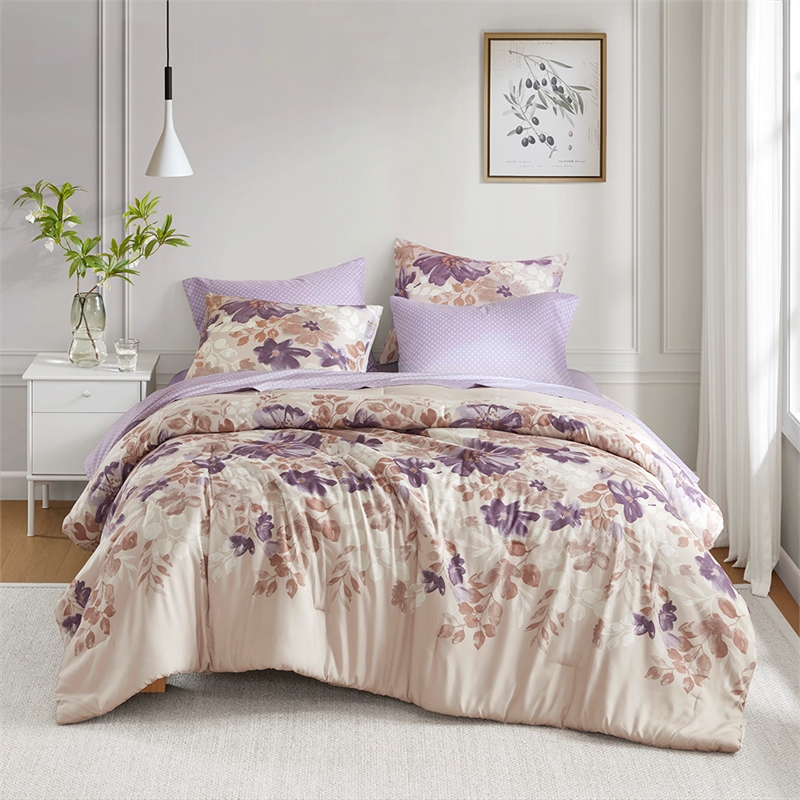 Olliix Madison Park Essentials Luna Cal King Comforter Set Polyester in Taupe