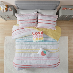 Olliix Intelligent Design Kids Haisley Full/Queen Comforter Set Cotton in Pink