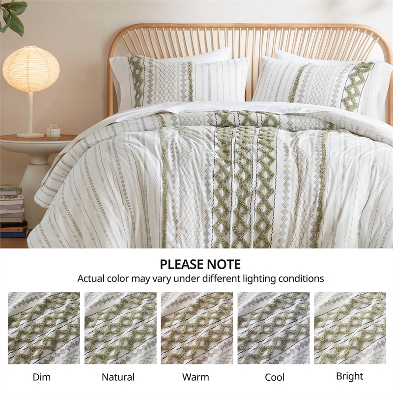 Olliix INK+IVY Imani King/Cal King Comforter Mini Set Cotton in Sage/Ivory