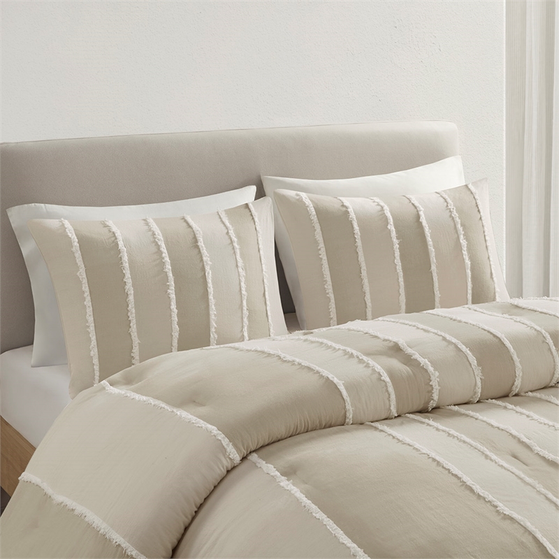 Olliix INK+IVY Shay King/Cal King Comforter Mini Set Cotton in Taupe