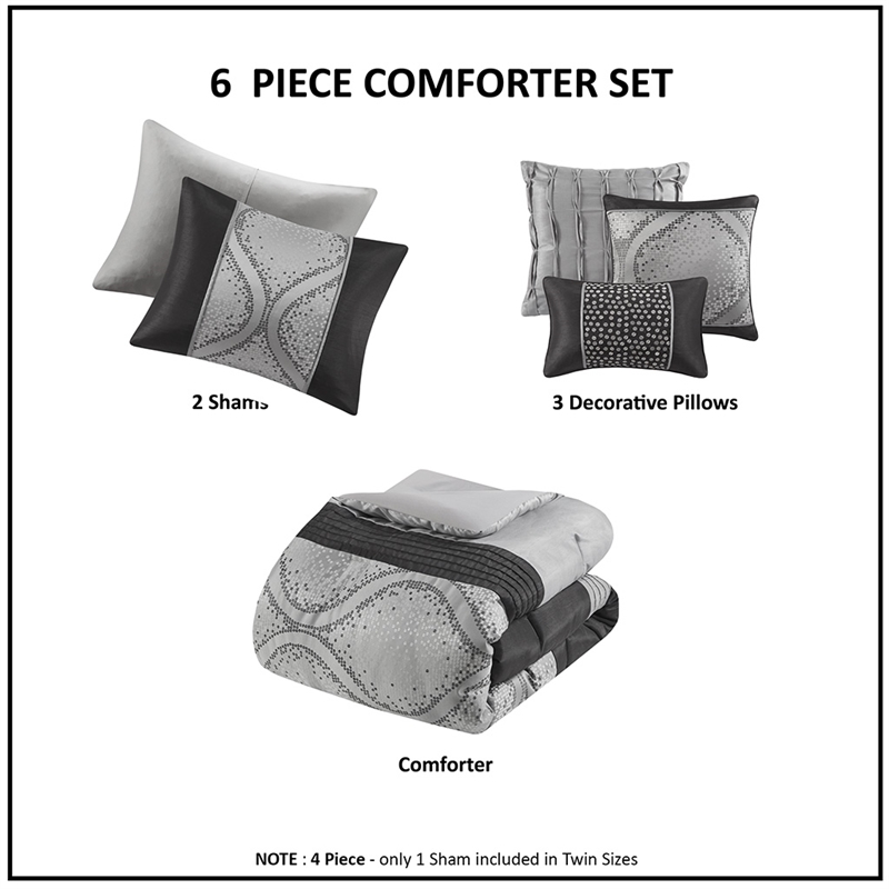 Olliix Madison Park Lori Full/Queen Comforter Set Polyester in Black/Silver