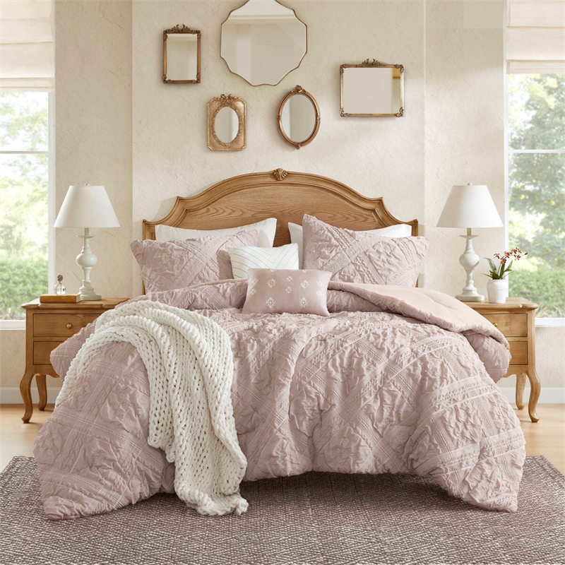 Olliix Madison Park Mona Full/Queen Comforter Set Polyester in Pink