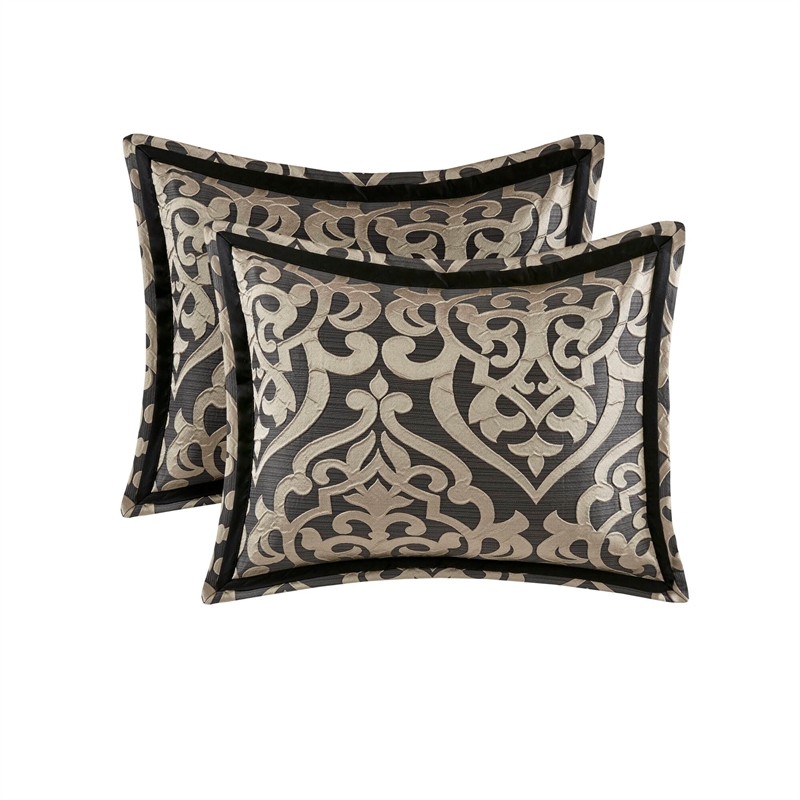 Olliix Madison Park Odette Cal King Comforter Set Polyester in Black