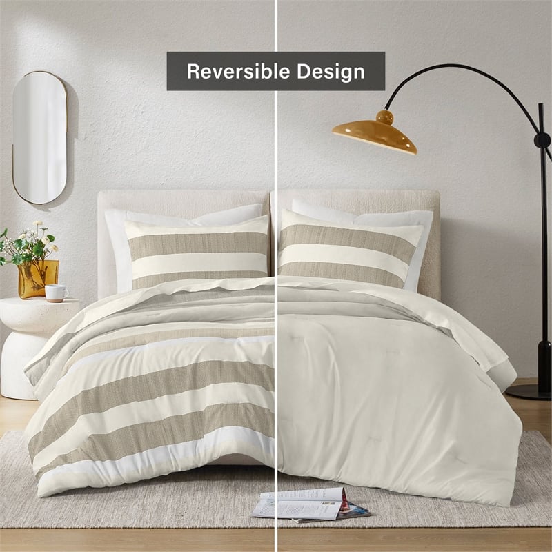 Olliix Regency Heights Blais Full/Queen Comforter Mini Set in Neutral