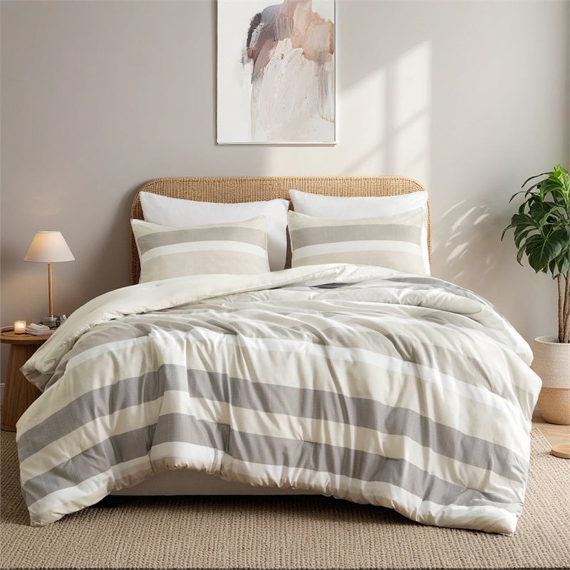 Olliix Regency Heights Blais Full/Queen Comforter Mini Set in Neutral