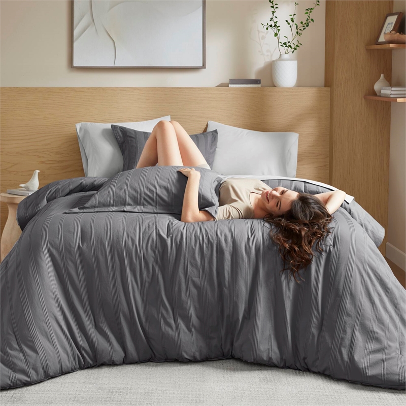 Olliix Super Listing Logan Cal King Comforter Set Polyester in Charcoal