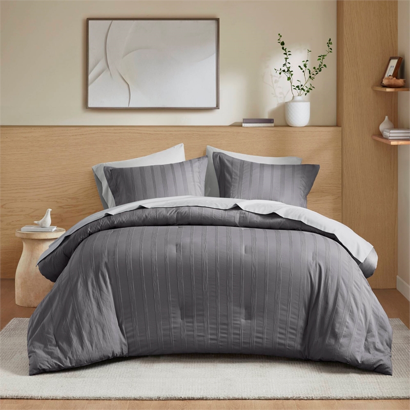 Olliix Super Listing Logan Cal King Comforter Set Polyester in Charcoal