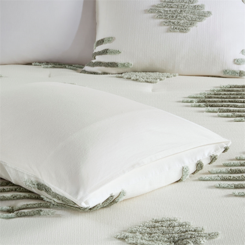Olliix INK+IVY Tahli King/Cal King Comforter Mini Set Cotton in Green/Ivory