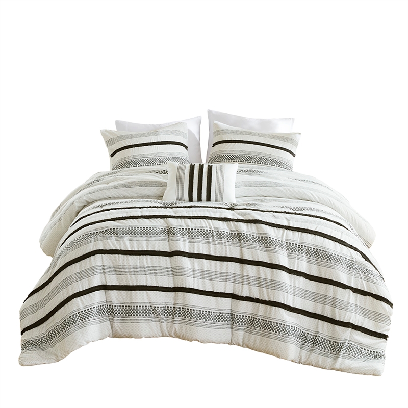 Olliix Madison Park Carolina Full/Queen Comforter Set Polyester in Black