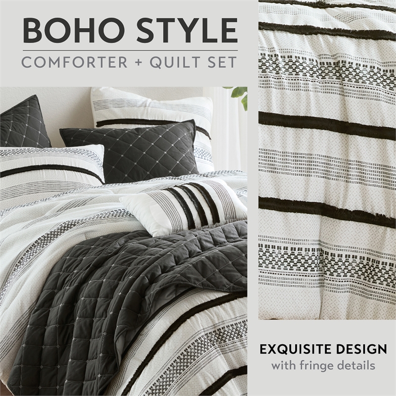 Olliix Madison Park Carolina Full/Queen Comforter Set Polyester in Black