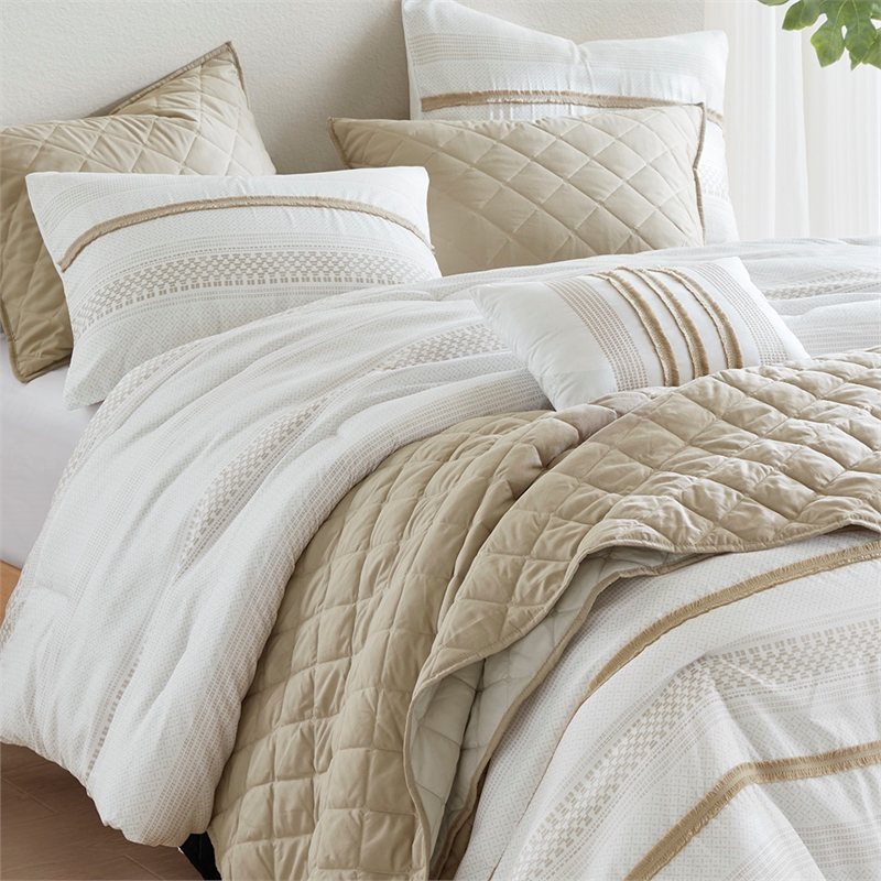 Olliix Madison Park Carolina Full/Queen Comforter Set Polyester in Taupe