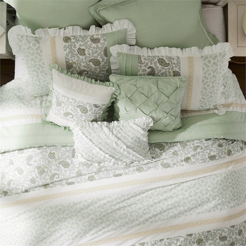Olliix Madison Park Dawn Queen Comforter Set Cotton in Sage Green