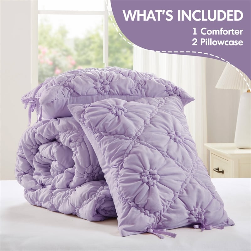 Olliix Intelligent Design Lily Full/Queen Comforter Set Microfiber in Purple