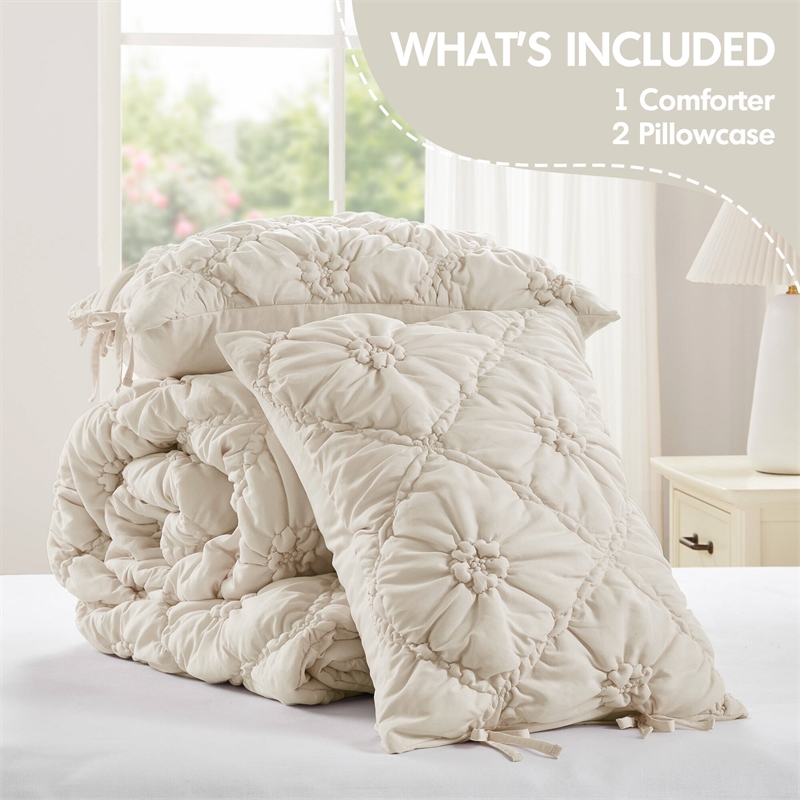 Olliix Intelligent Design Lily Full/Queen Comforter Set Microfiber in Ivory