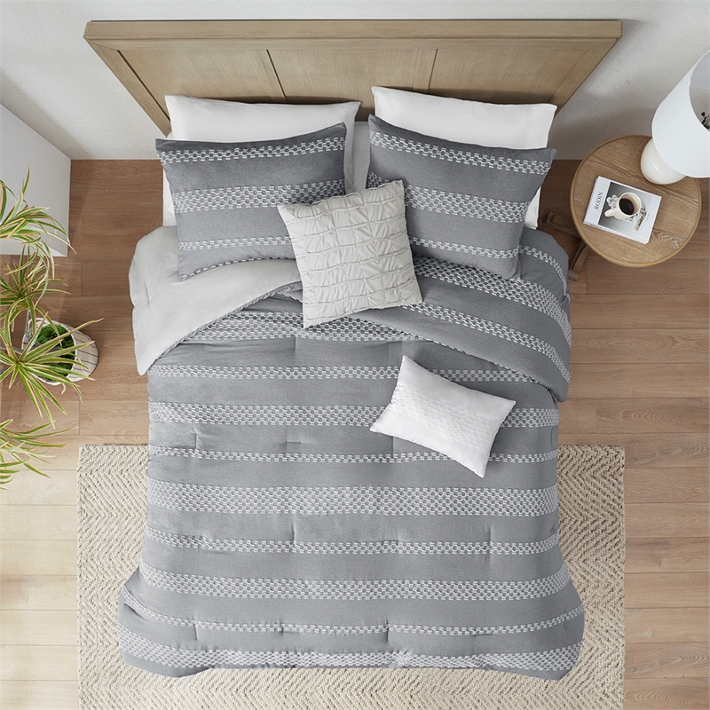 Olliix Madison Park Drew King/Cal King Comforter Set Polyester in Gray